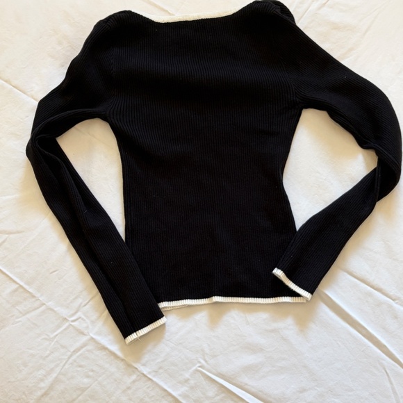 Shein Contrast Fitted Rib Knit Top XS - Picture 2 of 4